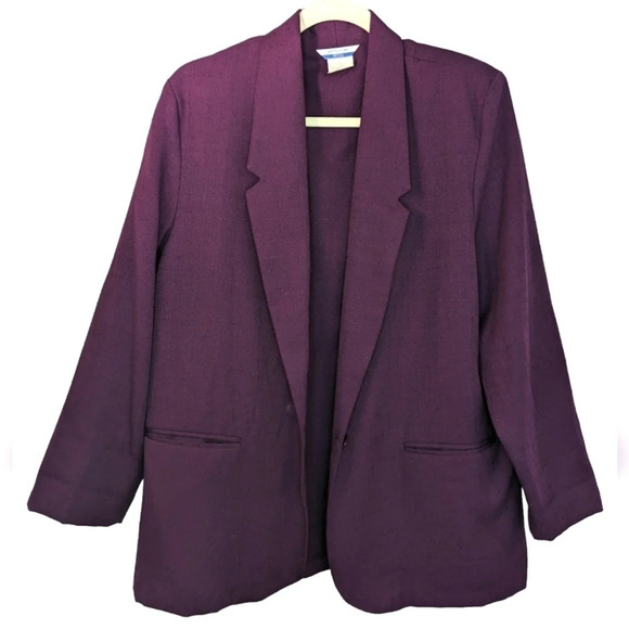 Vintage Ship N Shore 80s Longline Purple Oversized Blazer Gold Button 12P USA - Picture 1 of 8